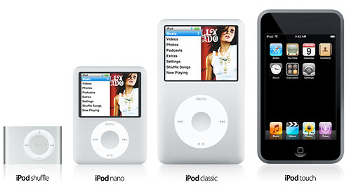 iPods shuffle nano video classic and touch