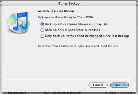 iTunes 7 backup options